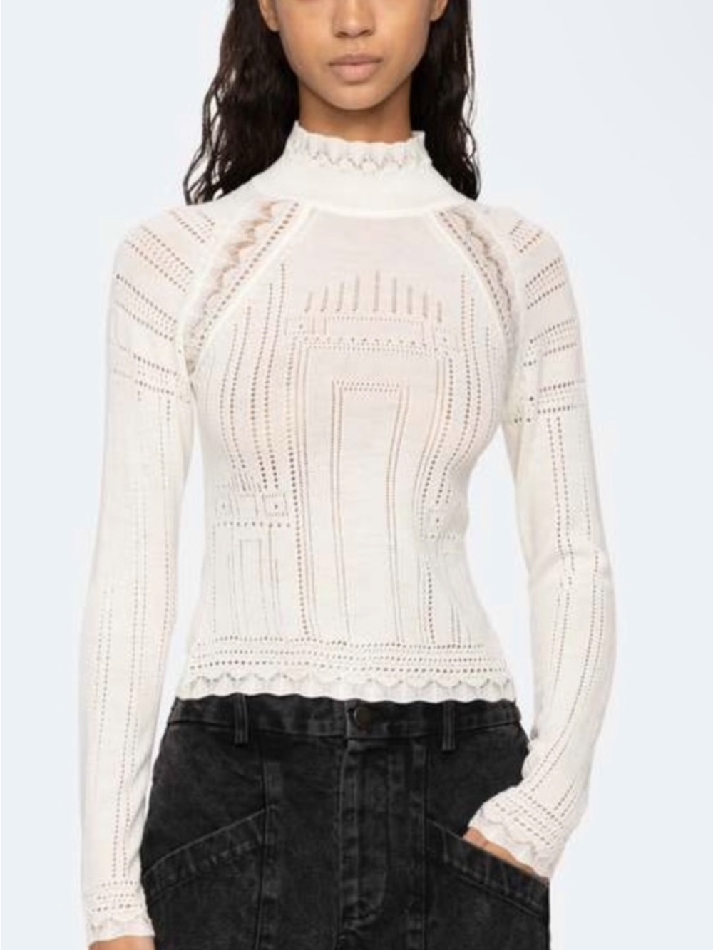 Sea New York Paxton Turtle Neck Romantic Bohemian Sz L - Picture 1 of 3